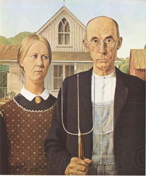 Grant Wood Anerican Gothic (mk09) Norge oil painting art